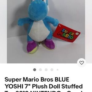Super Mario plushy blue Yoshi 7 inch